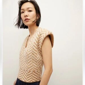 Veronica Beard Dutton Herringbone Knit Vest - Medium